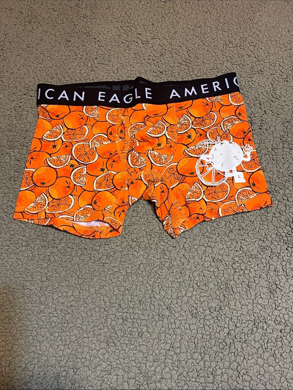 American Eagle Outfitters Orange Citrus Print Men's Athletic Shorts
